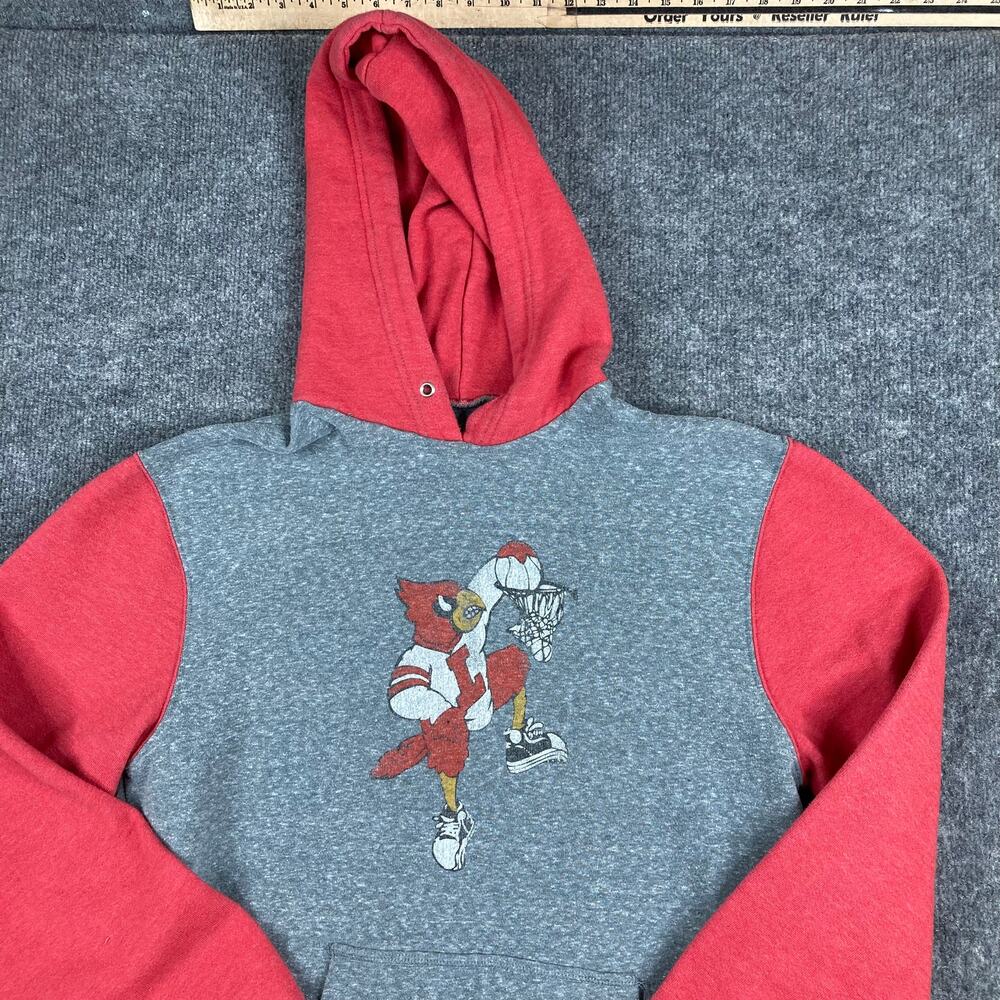 Retro‎ Brand Hoodie Mens Size XL Gray Red Cardinal Pullover Vintage Sports
